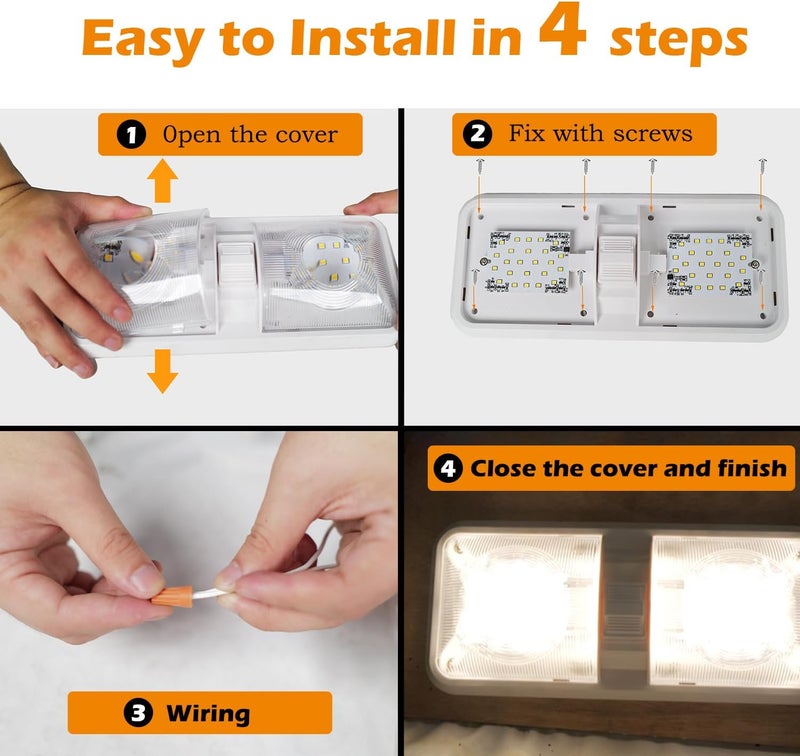 fouwick RV Led Lights Interior 12v Volt Fixtures 5 Packs,RV LED Lamp Ceiling,Led 12v with Switch,Switch Interior Lighting for Car/RV/Trailer/Camper(Natural White,4500K,5 Packs) - Image 4